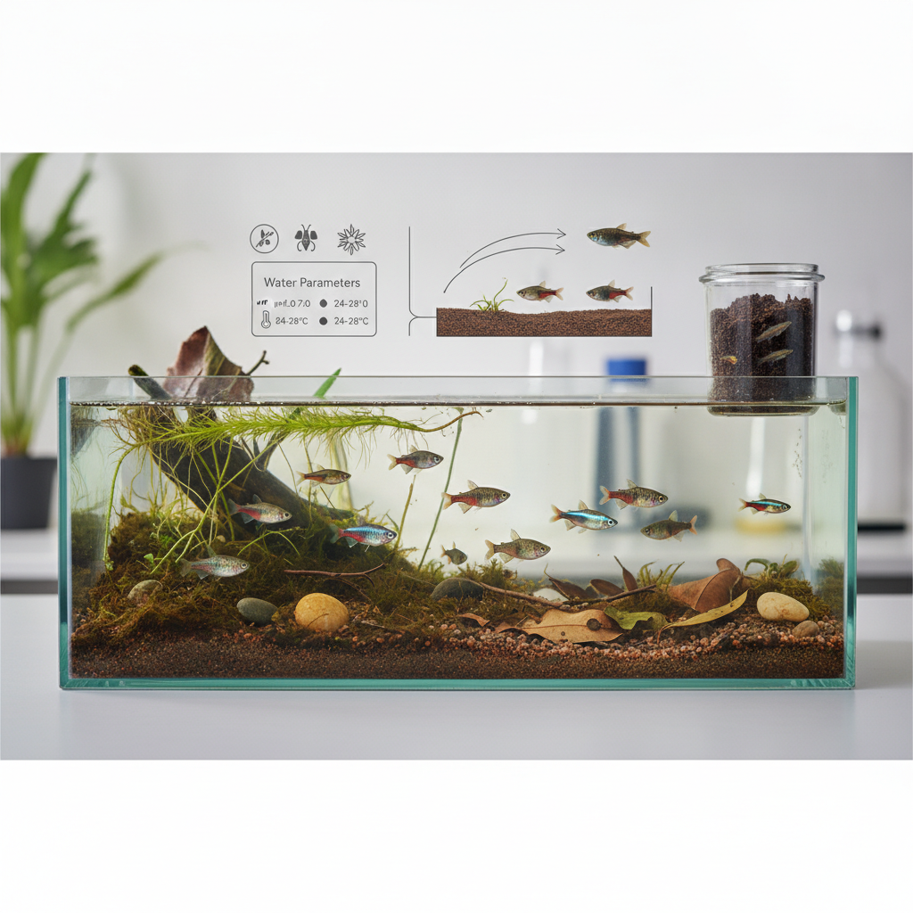 Como replicar um microambiente de poça temporária brasileira para killifish anuais específicos, utilizando substratos e decoração natural?