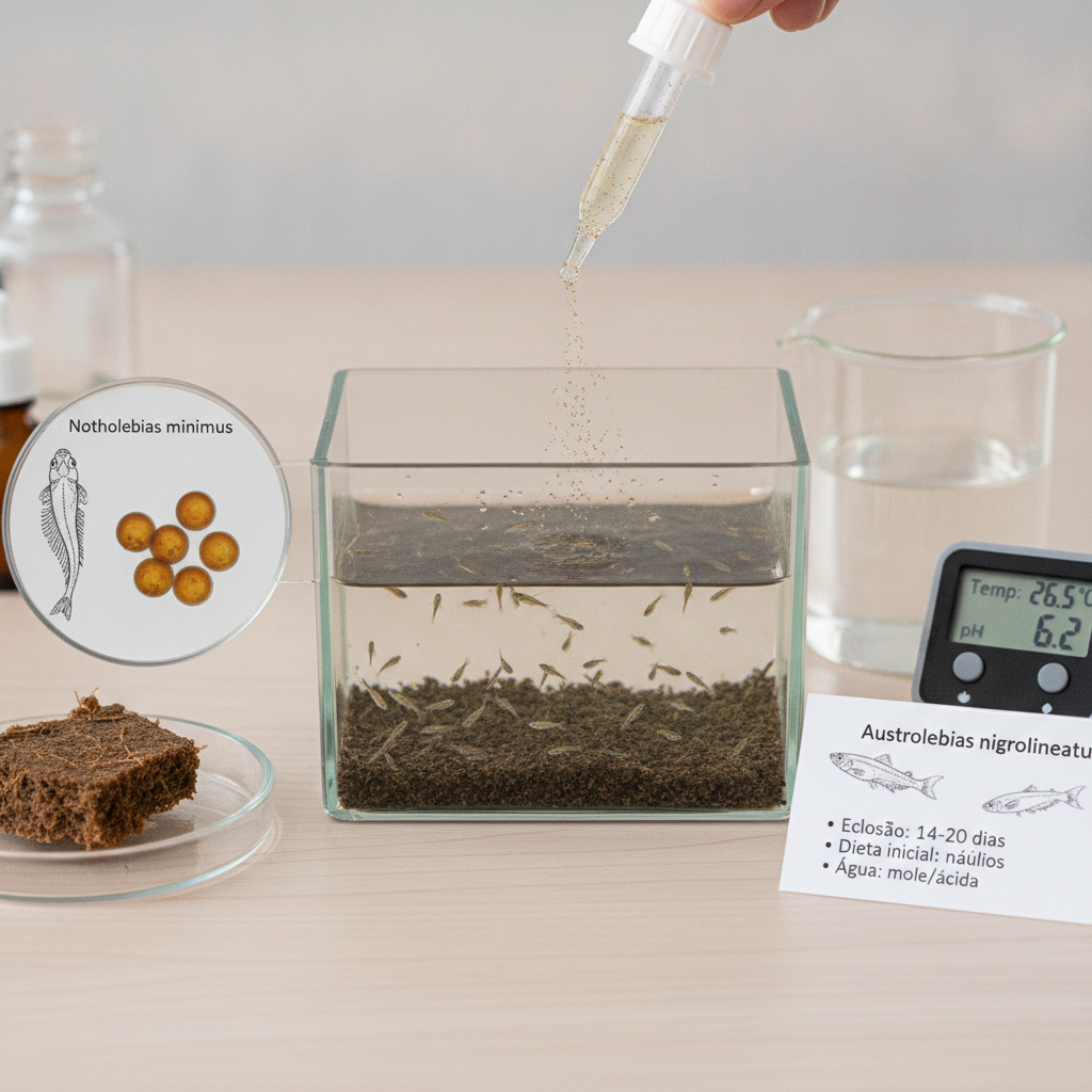 Cuidados essenciais com alevinos de killifish anuais recém-eclodidos: alimentação, água e setup inicial