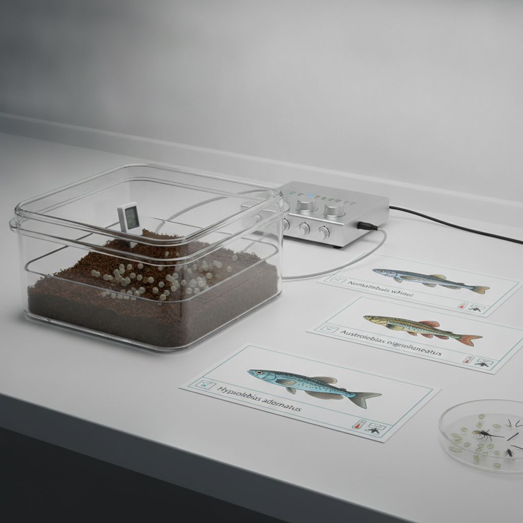 Controle de temperatura e umidade na incubação seca de ovos de killifish anuais para evitar perdas