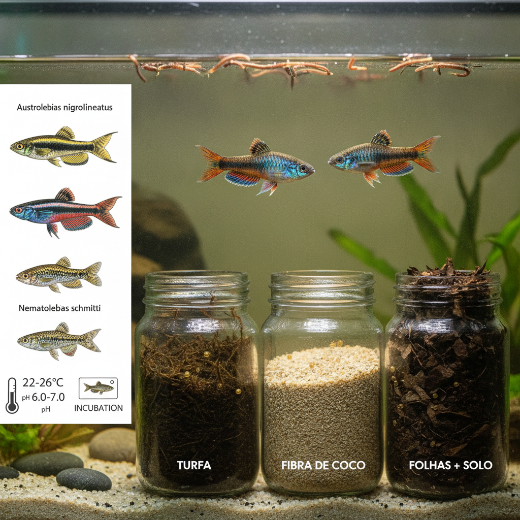 Além da turfa: Quais são os melhores substratos alternativos para a desova de killifish anuais brasileiros e como prepará-los?